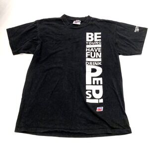 Vtg Pepsi Be Young Have Fun Reebok Mens Large Short Sleeve T Shirt Black USA
